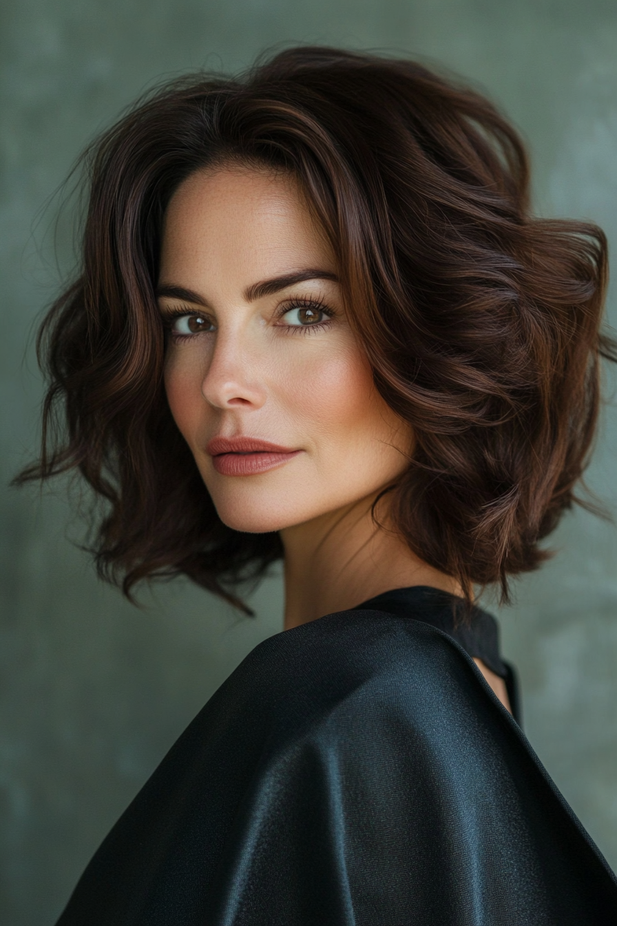 26. Pinned Up Waves in Chocolate Brown (Trendy Haircuts For Women Over 50) - Trendy Haircuts For Women Over 50