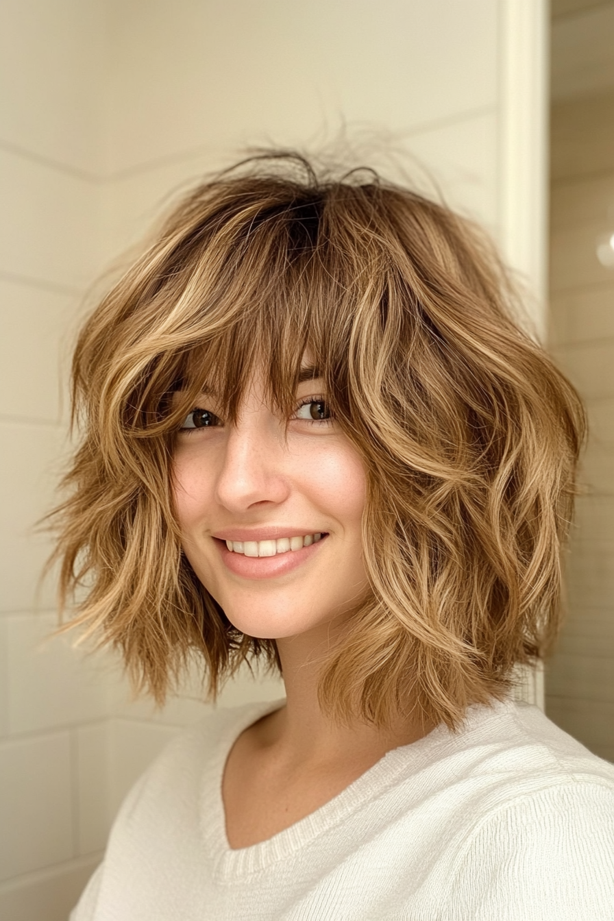 12. Caramel Swirl (Shaggy Haircuts With Curtain Bangs) - Shaggy Haircuts With Curtain Bangs