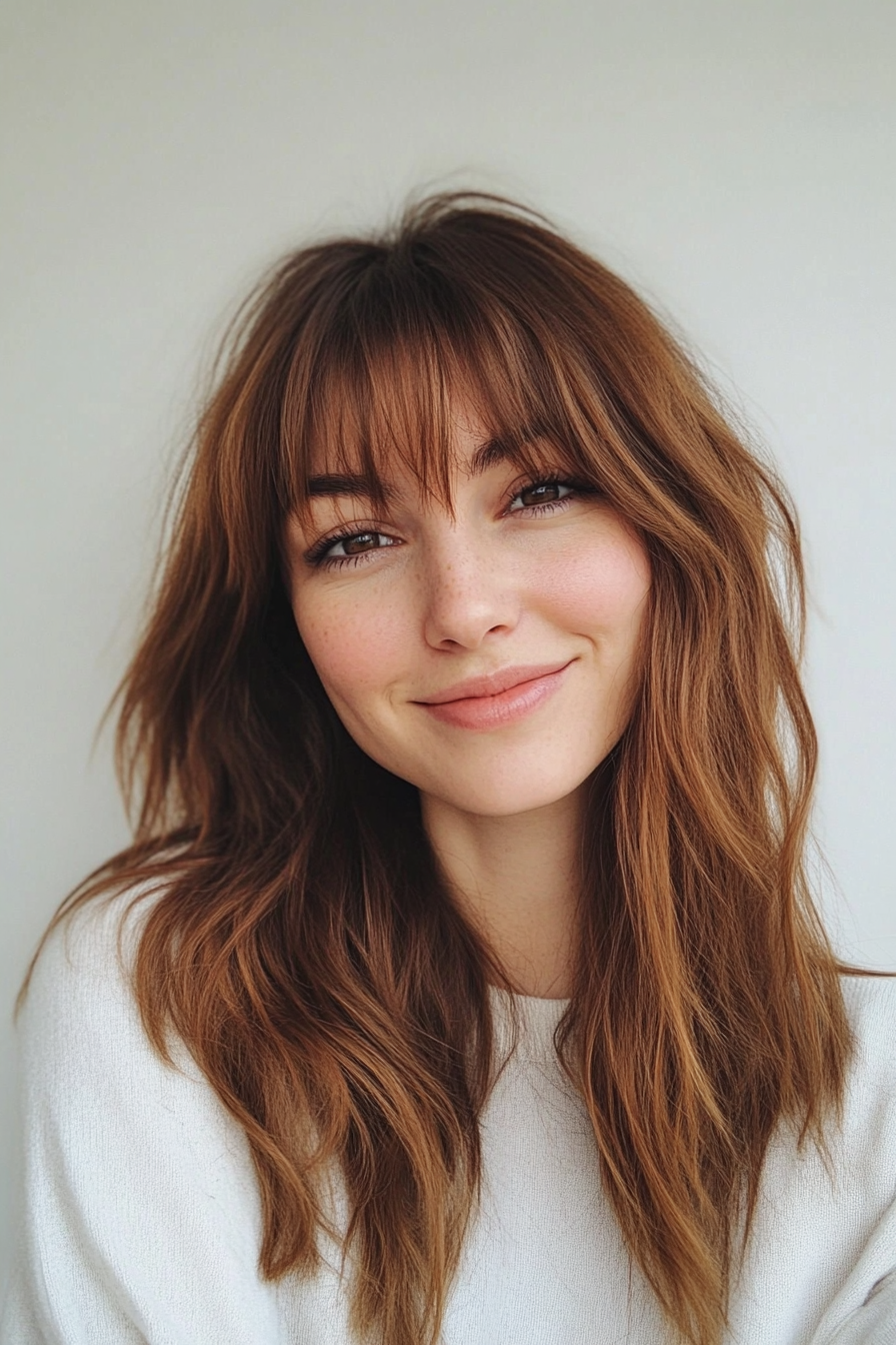17. Natural Nutmeg (Shaggy Haircuts With Curtain Bangs) - Shaggy Haircuts With Curtain Bangs