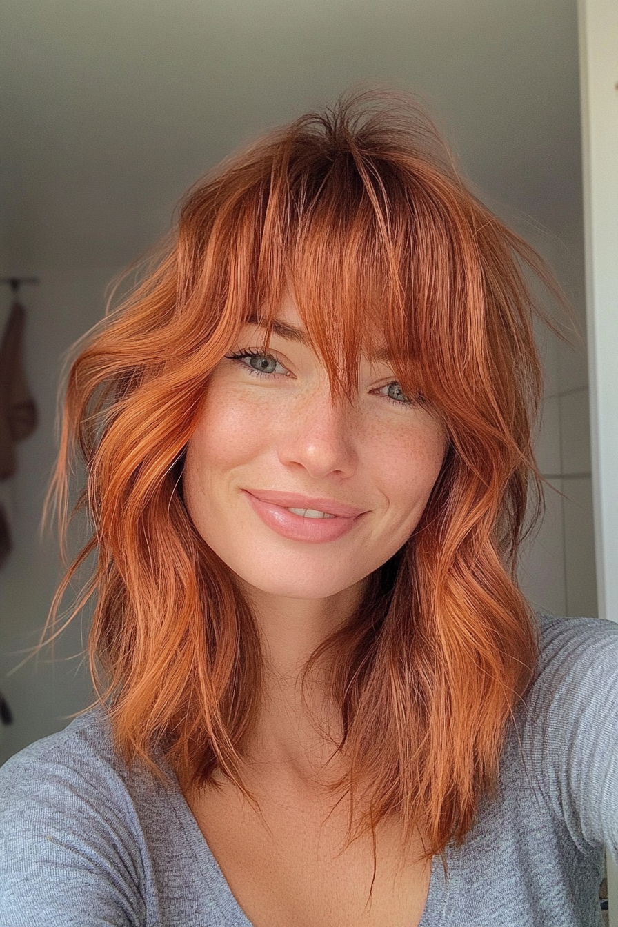 22. Auburn Autumn (Shaggy Haircuts With Curtain Bangs) - Shaggy Haircuts With Curtain Bangs