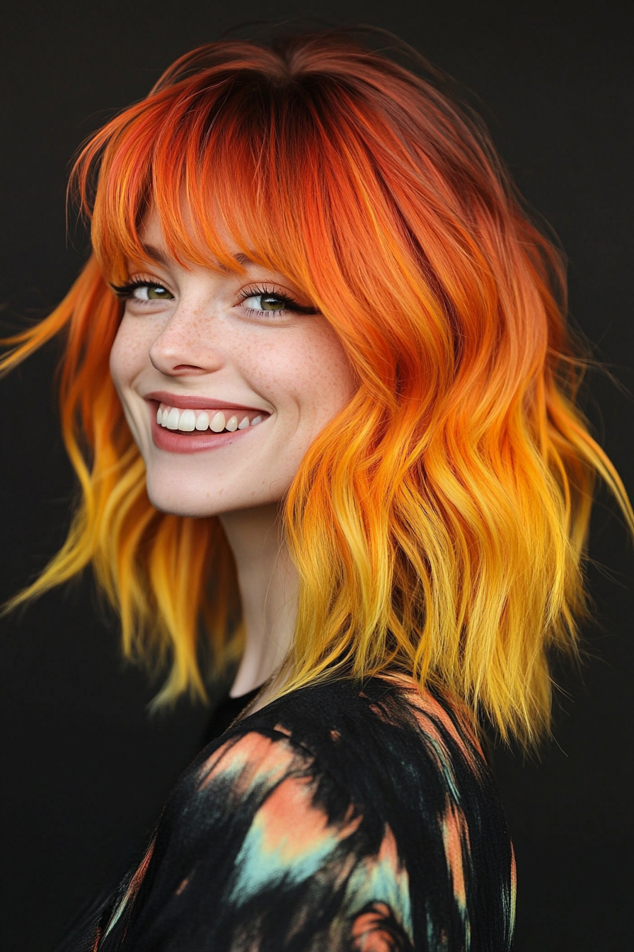 25. Sunset Glow (Shaggy Haircuts With Curtain Bangs) - Shaggy Haircuts With Curtain Bangs