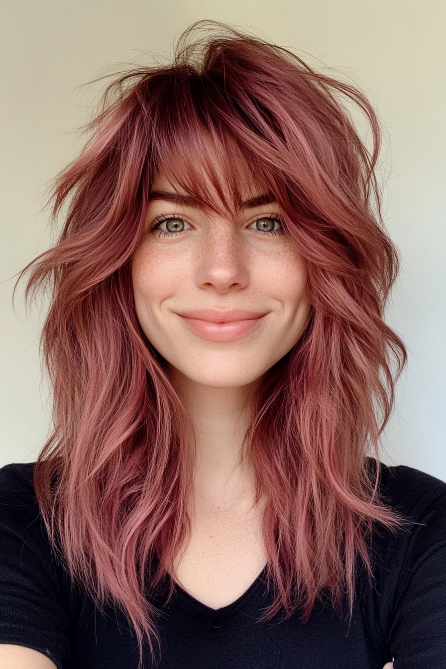 27. Wild Berry (Shaggy Haircuts With Curtain Bangs) - Shaggy Haircuts With Curtain Bangs