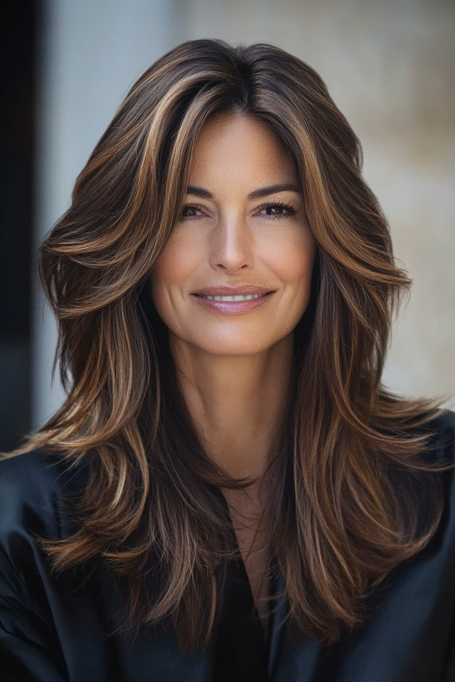 1. Caramel Cascade (Mid Length Mom Haircuts) - Mid Length Mom Haircuts