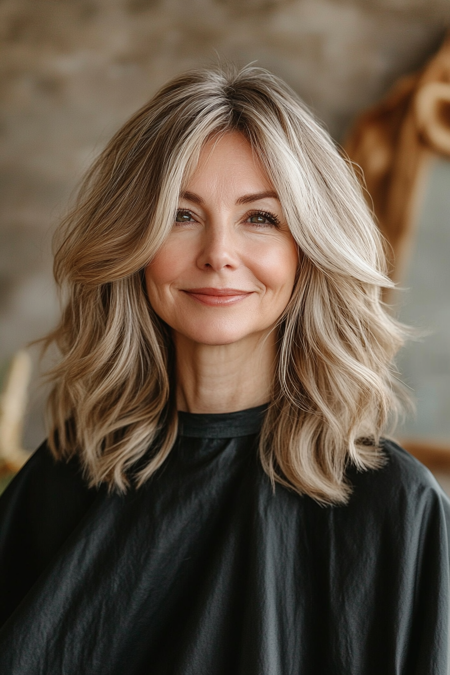 3. Golden Waves (Mid Length Mom Haircuts) - Mid Length Mom Haircuts