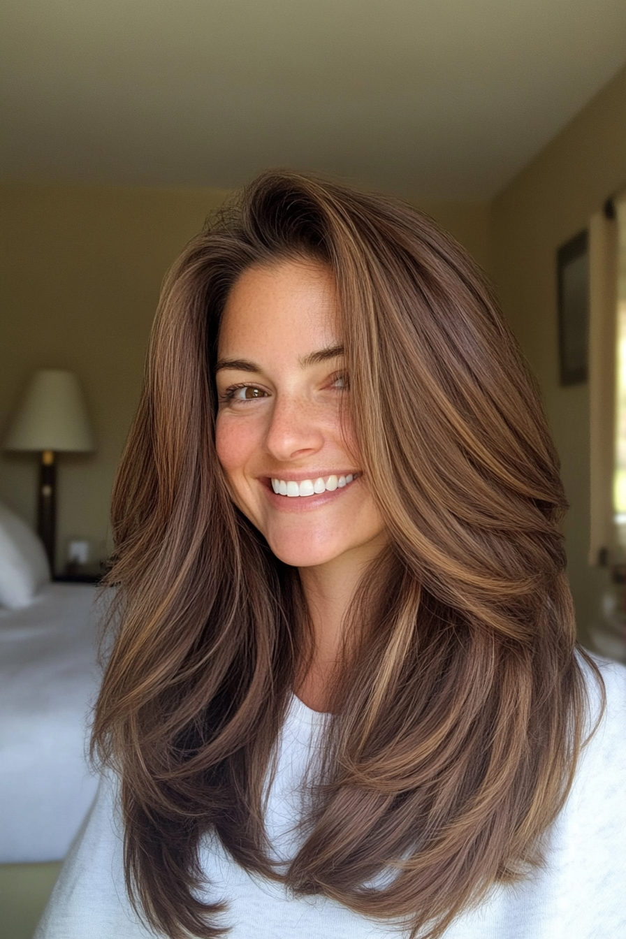 10. Natural Brunette Flow (Mid Length Mom Haircuts) - Mid Length Mom Haircuts