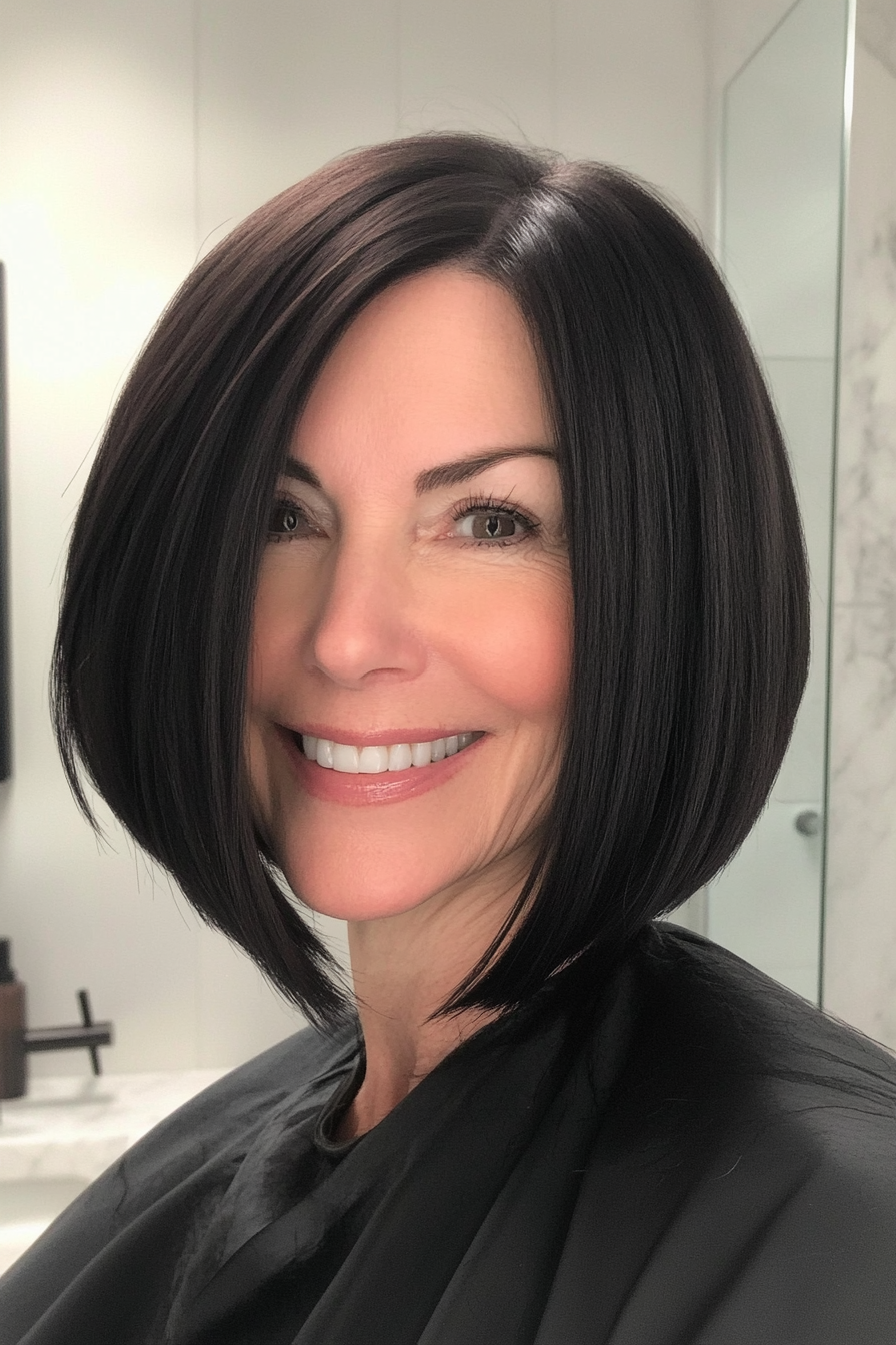1. Classic Bob in Soft Black (Haircuts For Older Women With Thick Hair) - Haircuts For Older Women With Thick Hair