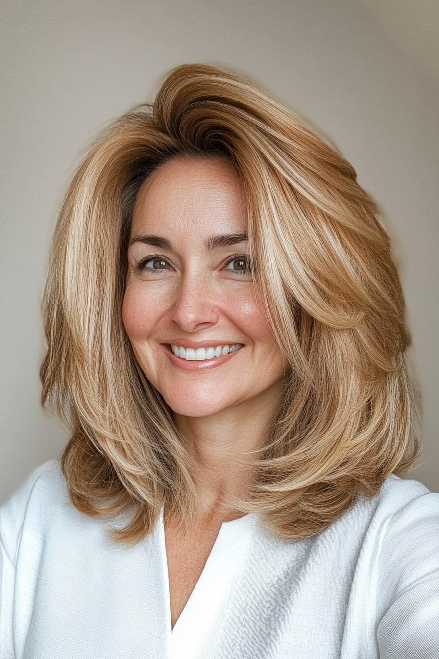 4. Soft Shag in Honey Blonde (Haircuts For Older Women With Thick Hair) - Haircuts For Older Women With Thick Hair