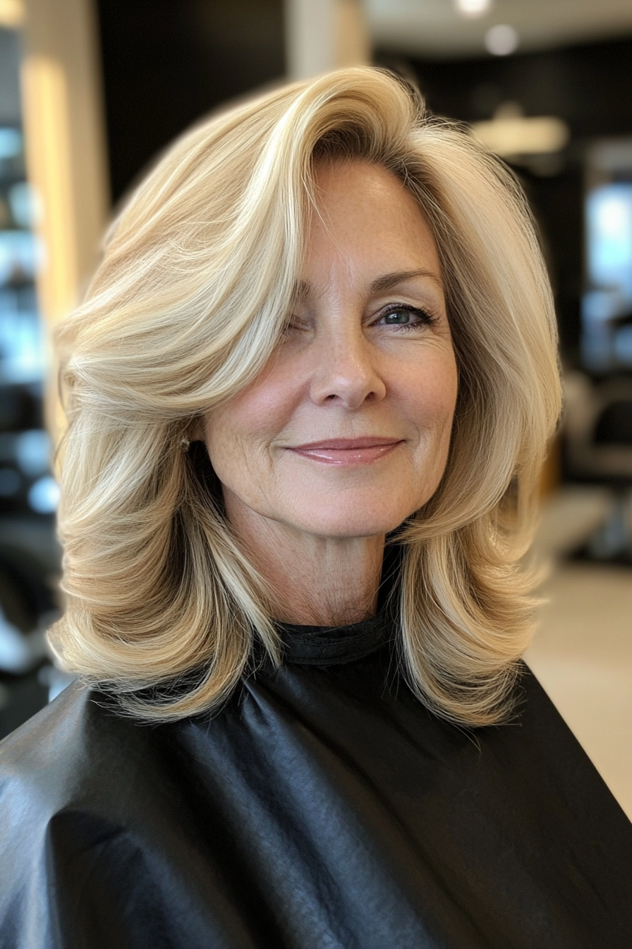 18. Smooth Layers in Golden Blonde (Haircuts For Older Women With Thick Hair) - Haircuts For Older Women With Thick Hair