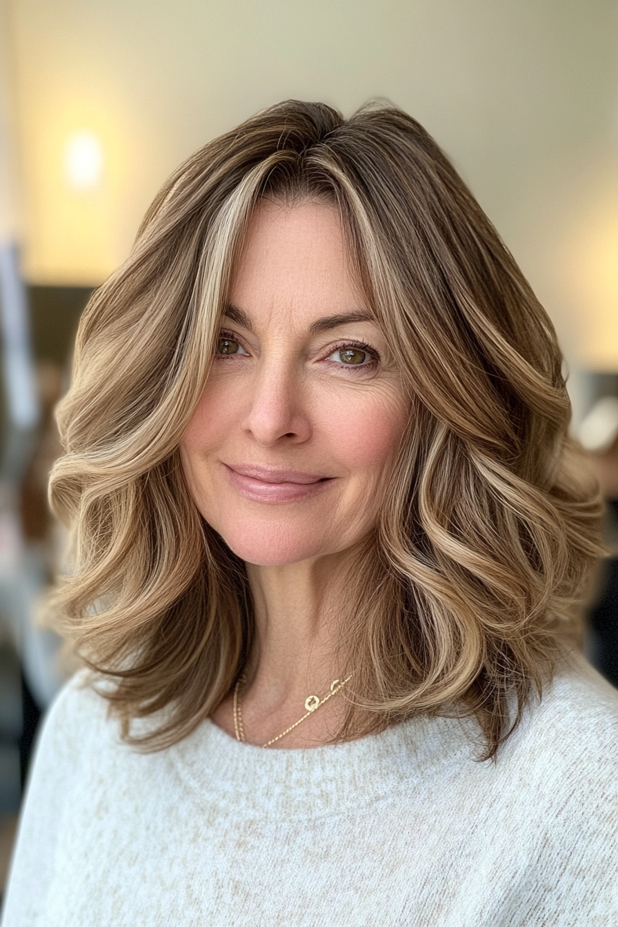 21. Retro Waves in Light Brown (Haircuts For Older Women With Thick Hair) - Haircuts For Older Women With Thick Hair