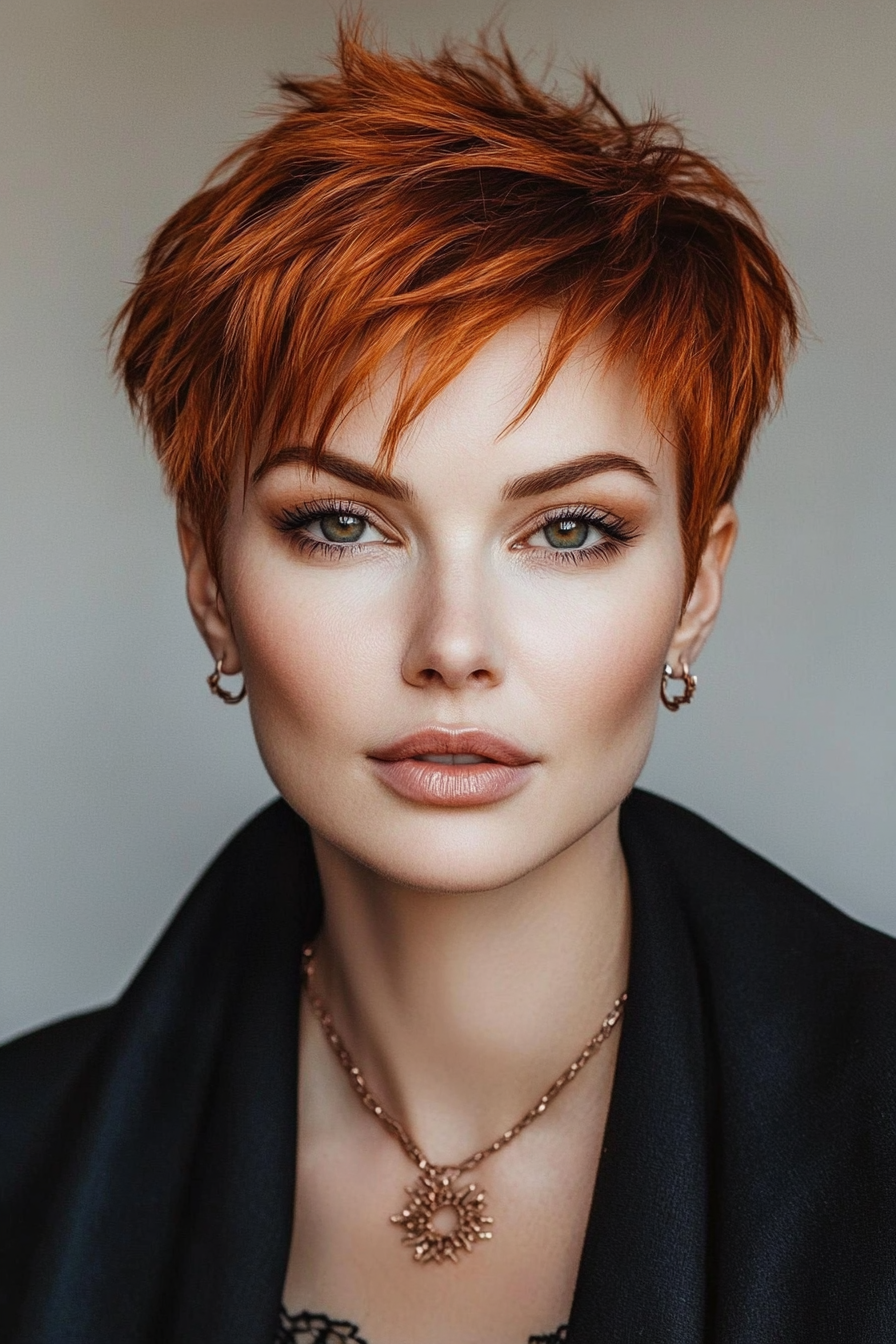 23. Bold Pixie in Copper (Haircuts For Older Women With Thick Hair) - Haircuts For Older Women With Thick Hair