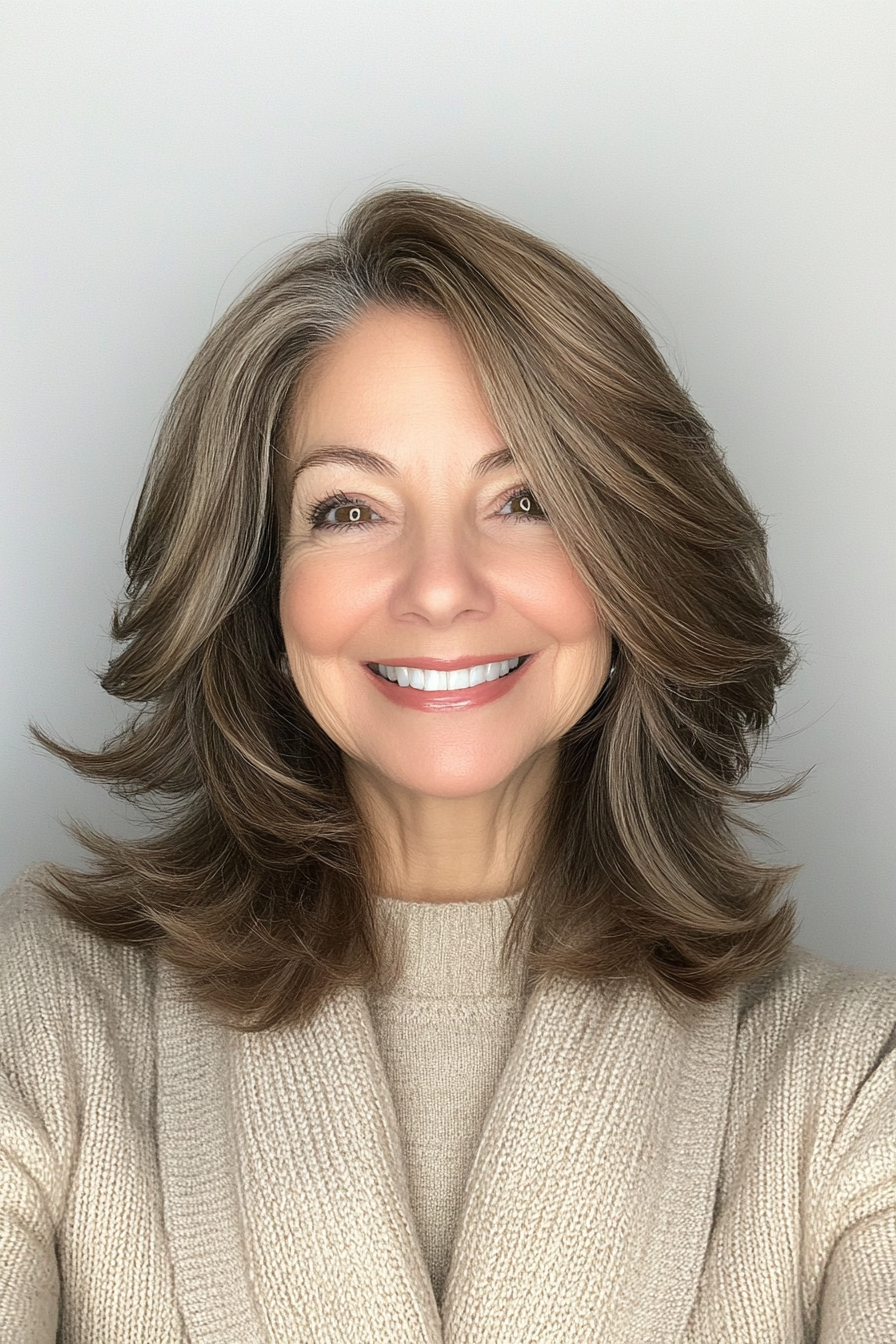 25. Dynamic Layers in Soft Brown (Haircuts For Older Women With Thick Hair) - Haircuts For Older Women With Thick Hair