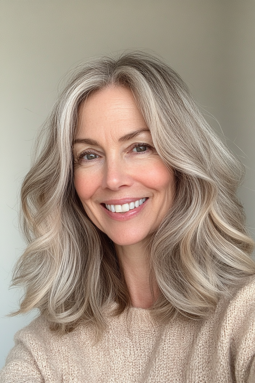 3. Feathered Waves - Light Brown (Hairstyles For Women Over 60 With Fine Hair) - Hairstyles For Women Over 60 With Fine Hair