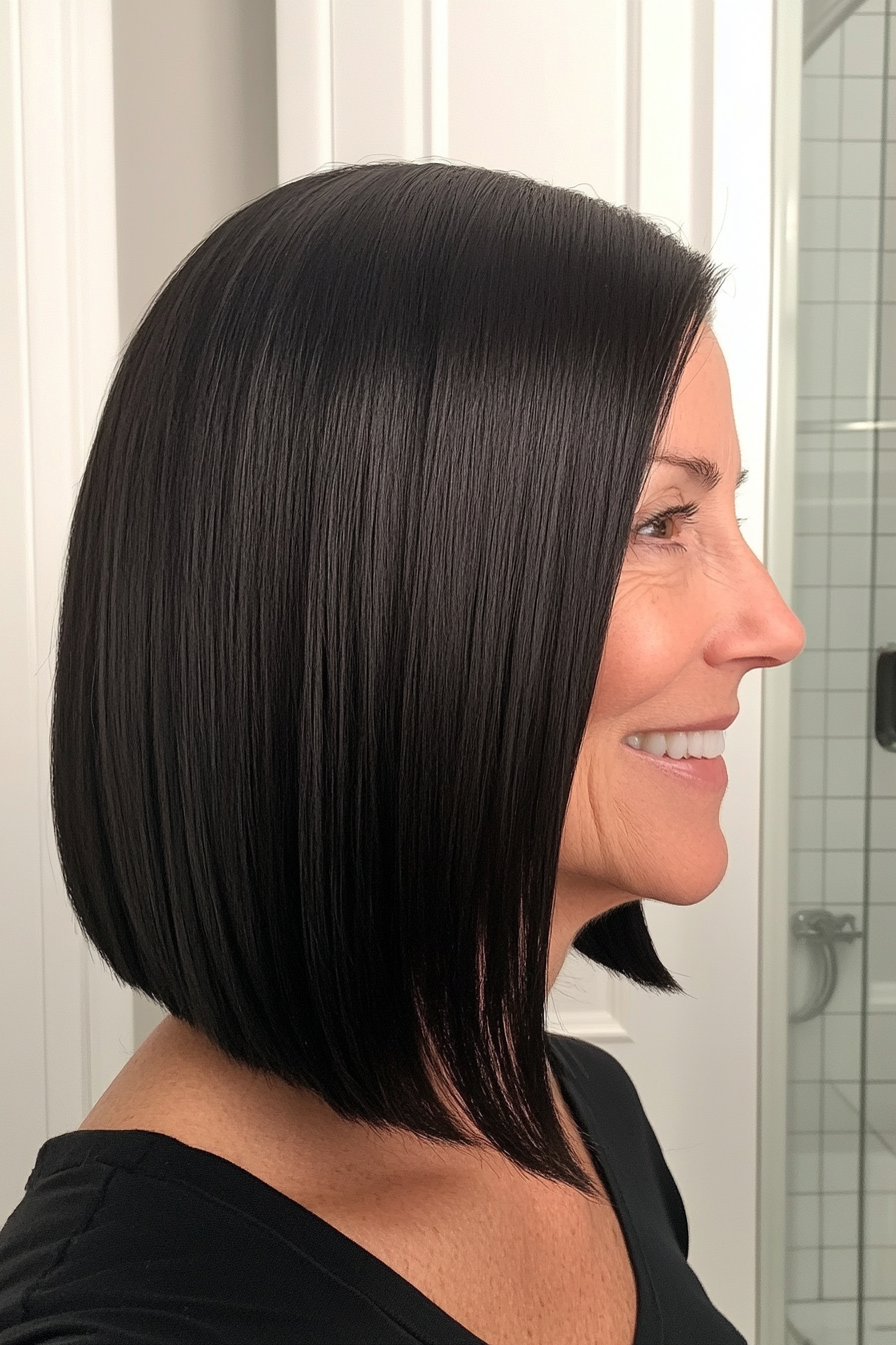 8. Sleek Pageboy Cut - Natural Black (Hairstyles For Women Over 60 With Fine Hair) - Hairstyles For Women Over 60 With Fine Hair