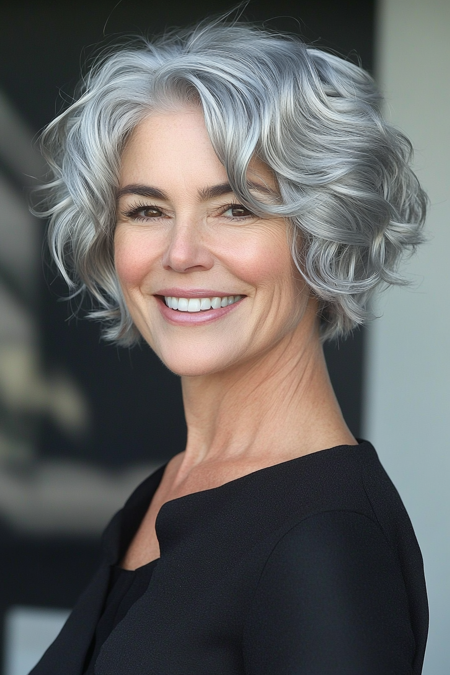 9. Wavy Pixie - Silver (Hairstyles For Women Over 60 With Fine Hair) - Hairstyles For Women Over 60 With Fine Hair