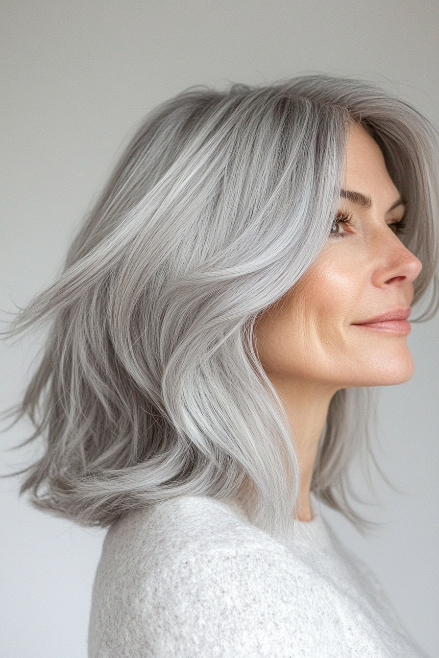 19. Modern Mullet - Natural Grey (Hairstyles For Women Over 60 With Fine Hair) - Hairstyles For Women Over 60 With Fine Hair