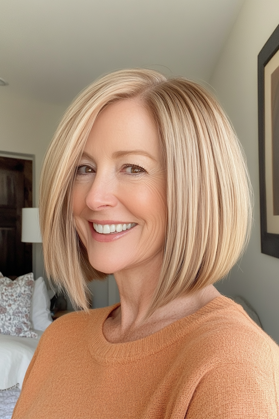 22. Bouncy Bob - Strawberry Blonde (Hairstyles For Women Over 60 With Fine Hair) - Hairstyles For Women Over 60 With Fine Hair