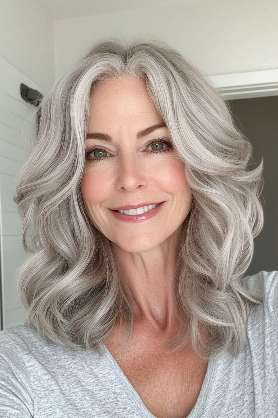25. Casual Waves - Sandy Grey (Hairstyles For Women Over 60 With Fine Hair) - Hairstyles For Women Over 60 With Fine Hair