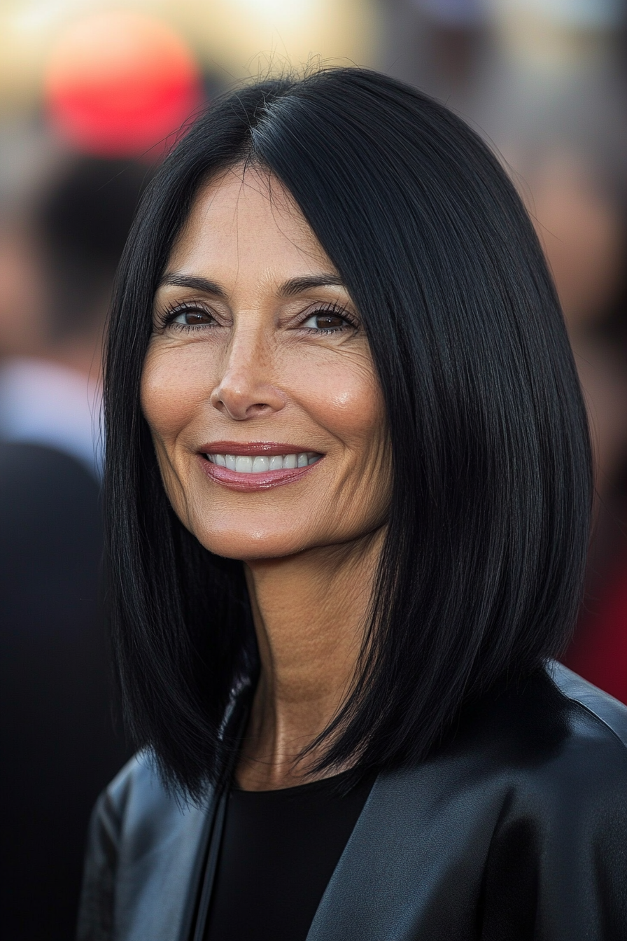 26. Sleek Straight Cut - Jet Black (Hairstyles For Women Over 60 With Fine Hair) - Hairstyles For Women Over 60 With Fine Hair