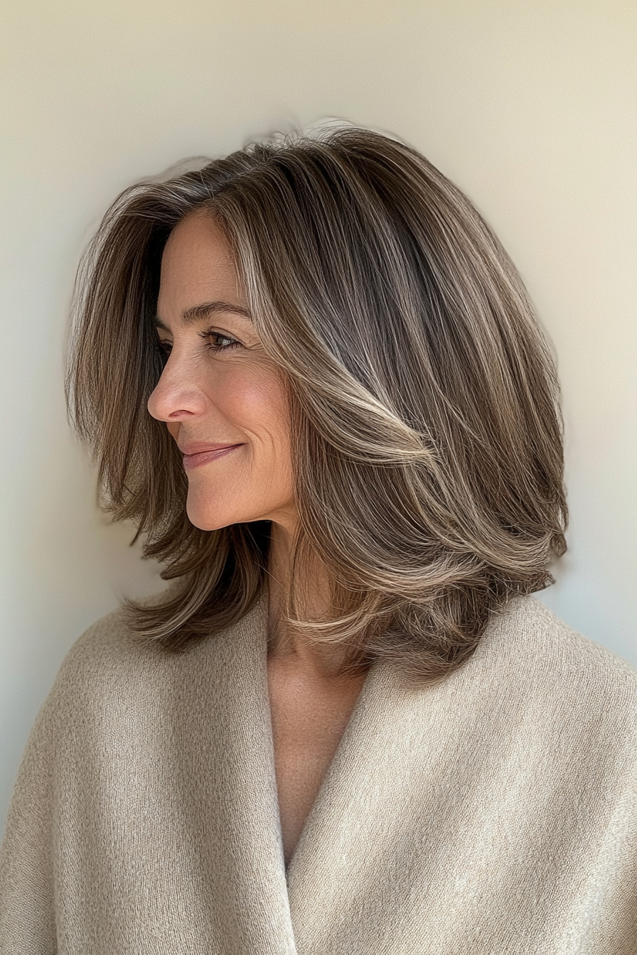 26. Relaxed Lob with Neutral Brown (Long Bob Hairstyles For Older Women) - Long Bob Hairstyles For Older Women