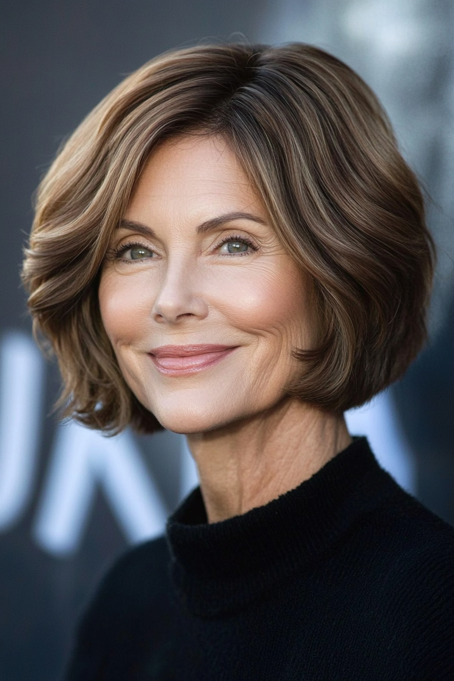 4. Chin-Length Bob with Soft Waves - Light Brown (Short Bob Hairstyles For Women Over 50) - Short Bob Hairstyles For Women Over 50