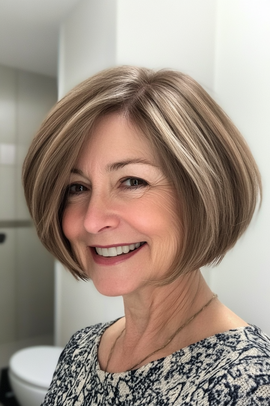 15. Bob with Feathered Ends - Light Brown (Short Bob Hairstyles For Women Over 50) - Short Bob Hairstyles For Women Over 50