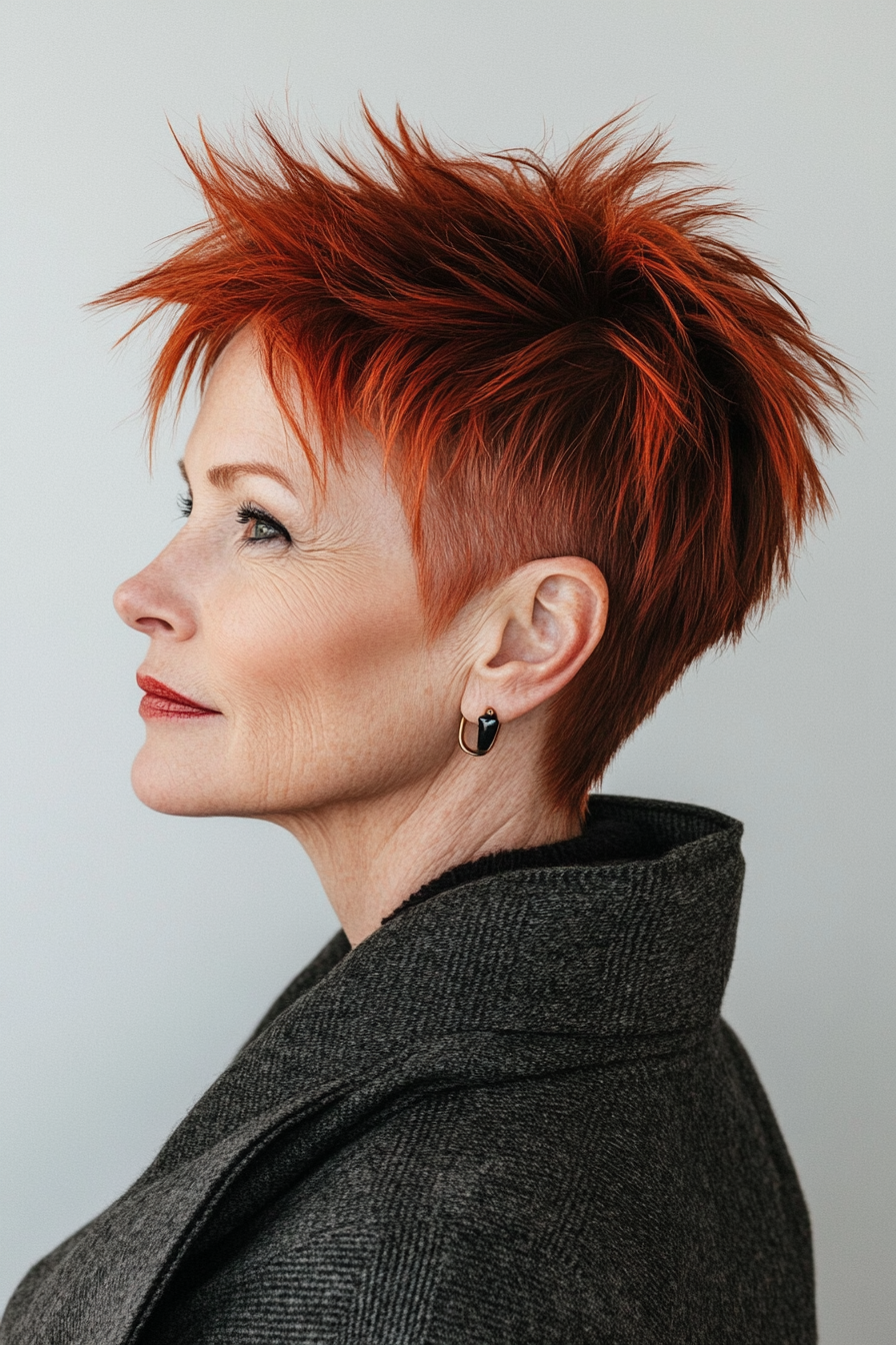 2. Spiked Bob with Auburn Tones (Short Spiky Haircuts For Older Women) - Short Spiky Haircuts For Older Women