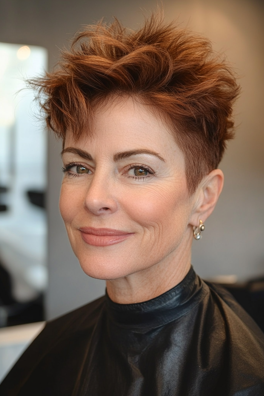 10. Curled Spikes with Chestnut Brown (Short Spiky Haircuts For Older Women) - Short Spiky Haircuts For Older Women