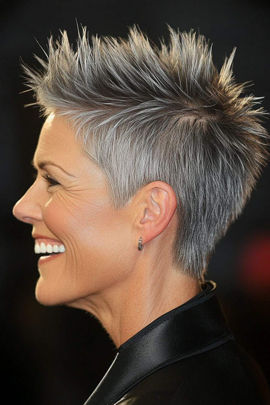 11. Short Spiky Cut with Grey Blends (Short Spiky Haircuts For Older Women) - Short Spiky Haircuts For Older Women