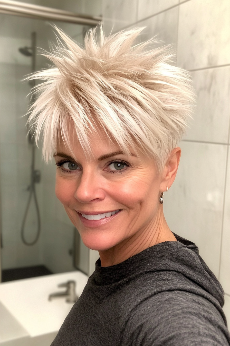 14. Spiky Bob with Platinum Blonde (Short Spiky Haircuts For Older Women) - Short Spiky Haircuts For Older Women