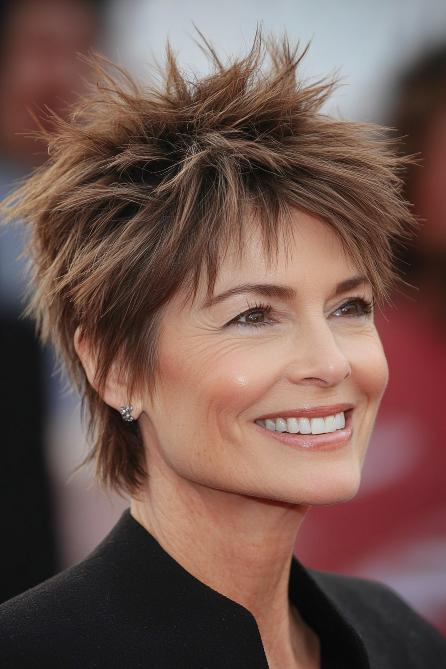 21. Textured Shag with Soft Brown (Short Spiky Haircuts For Older Women) - Short Spiky Haircuts For Older Women