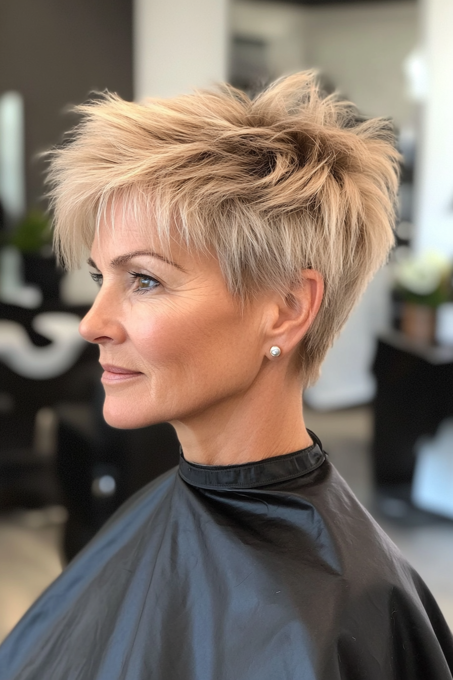 24. Layered Spiky Bob with Golden Blonde (Short Spiky Haircuts For Older Women) - Short Spiky Haircuts For Older Women