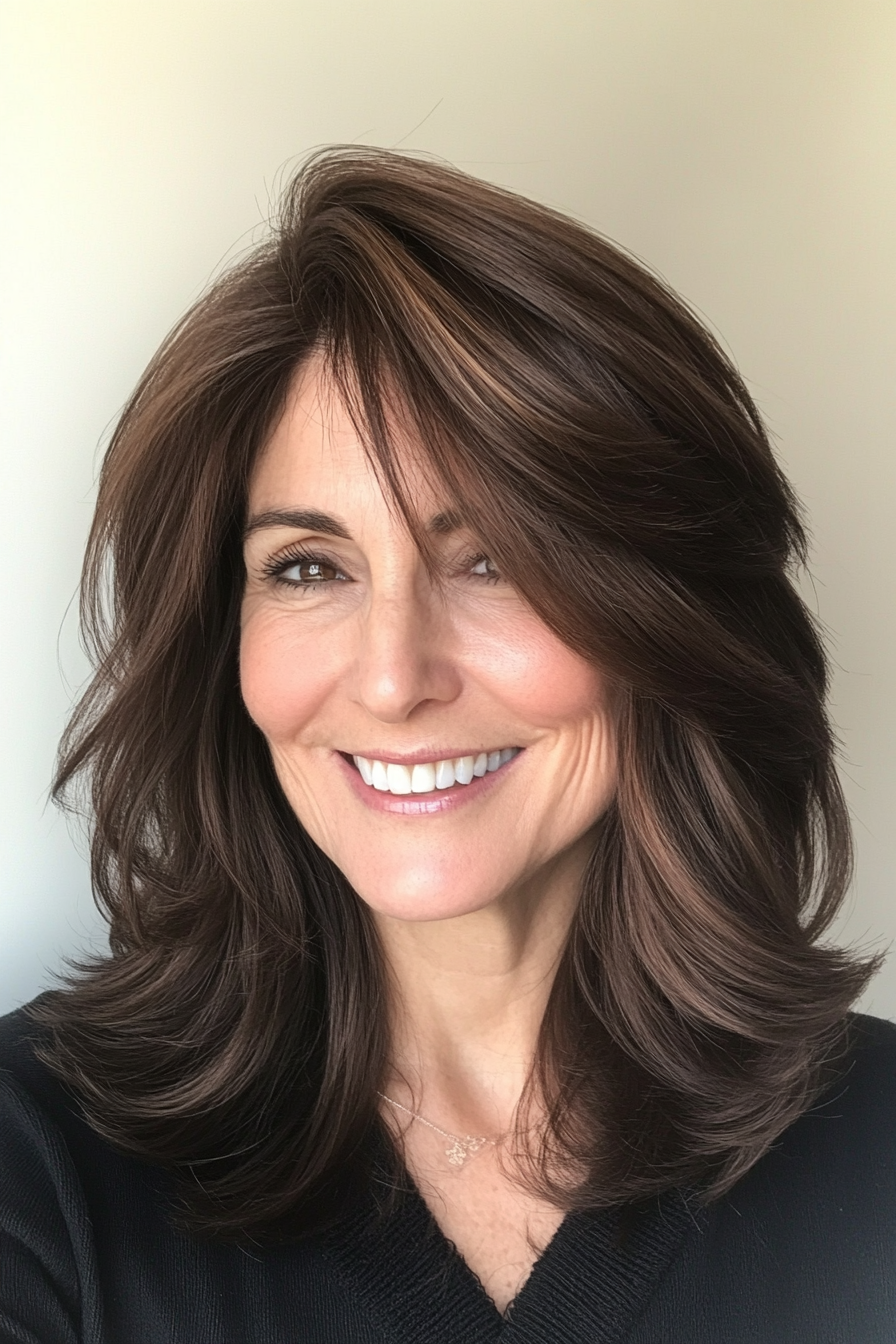2. Soft Layered Wedge in Dark Brown (Wedge Haircuts For Older Women) - Wedge Haircuts For Older Women