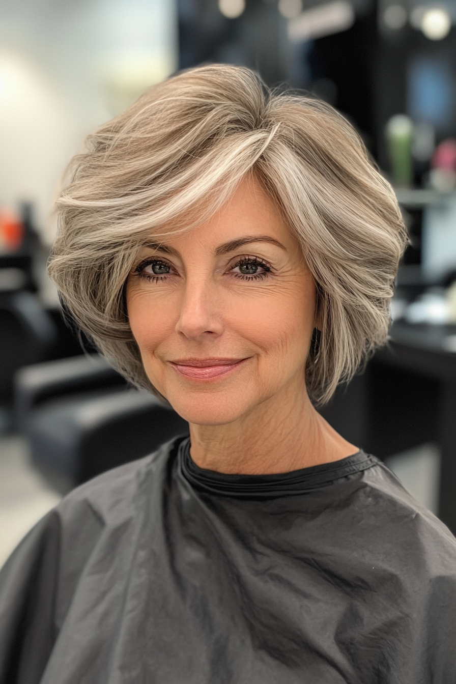 18. Subtle Layered Wedge in Soft Gray (Wedge Haircuts For Older Women) - Wedge Haircuts For Older Women