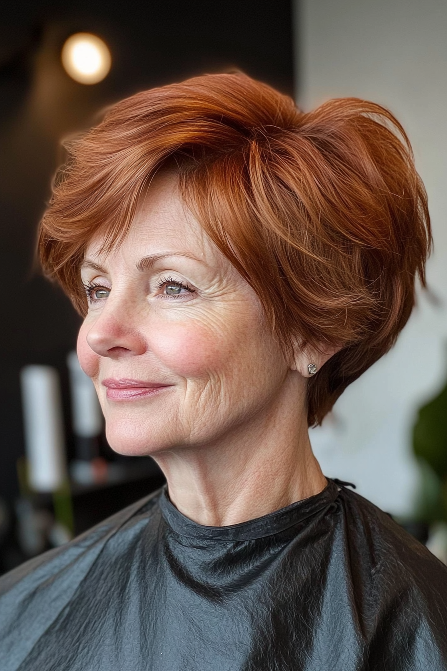 21. Tapered Wedge with Layered Back in Warm Copper (Wedge Haircuts For Older Women) - Wedge Haircuts For Older Women