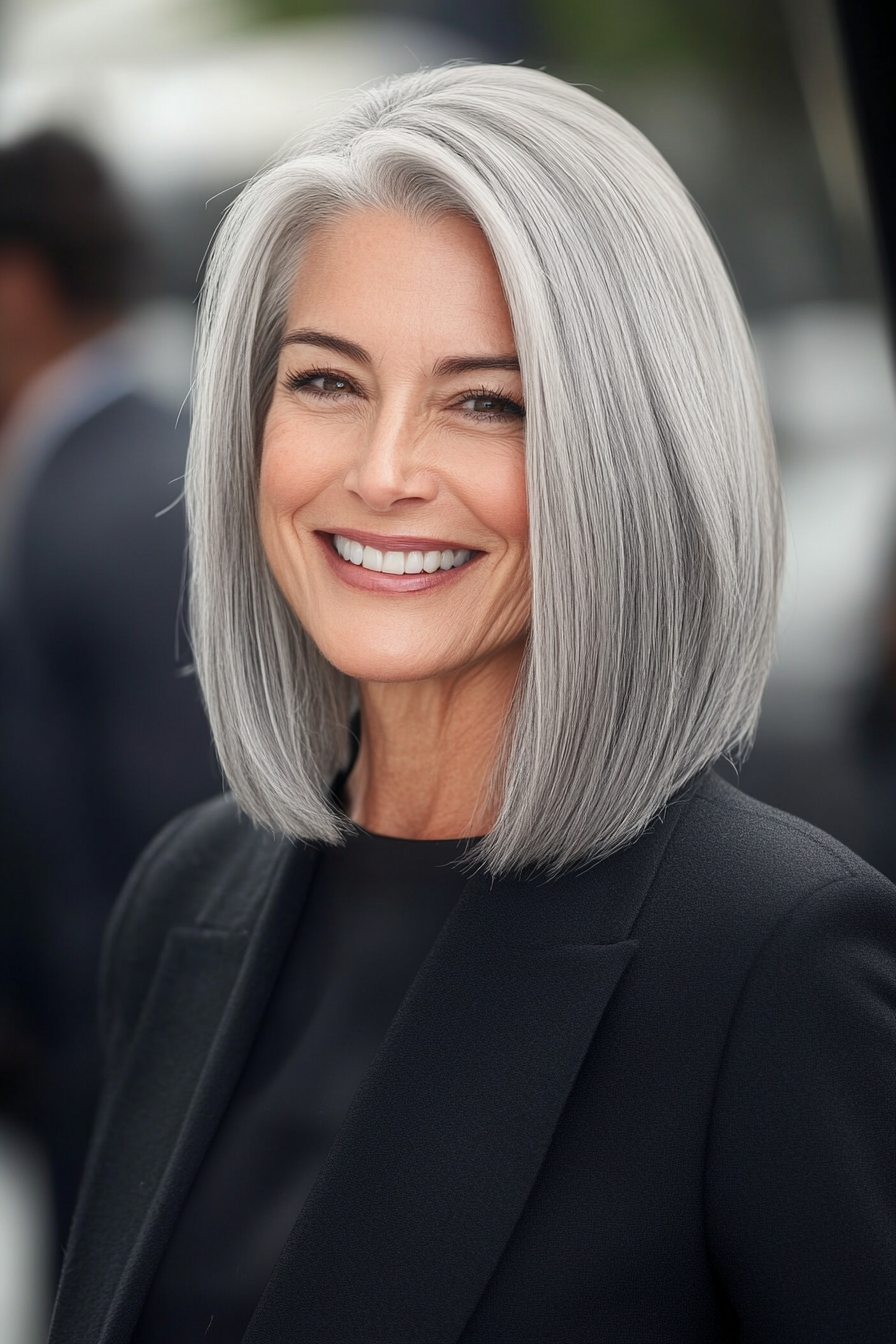27. Classic Wedge in Charcoal Gray (Wedge Haircuts For Older Women) - Wedge Haircuts For Older Women